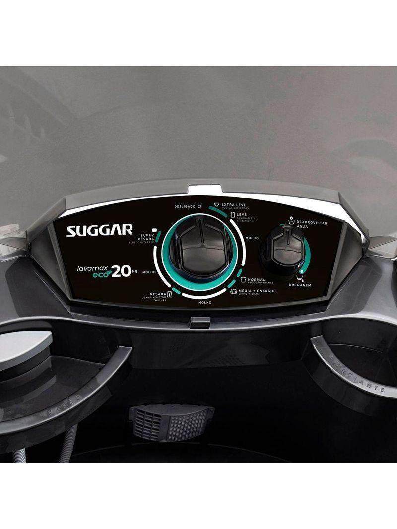 Tanquinho-lavadora Semiautomática Suggar 20kg Lavamax Eco LE20PT Sistema De Drenagem Preto 220V
