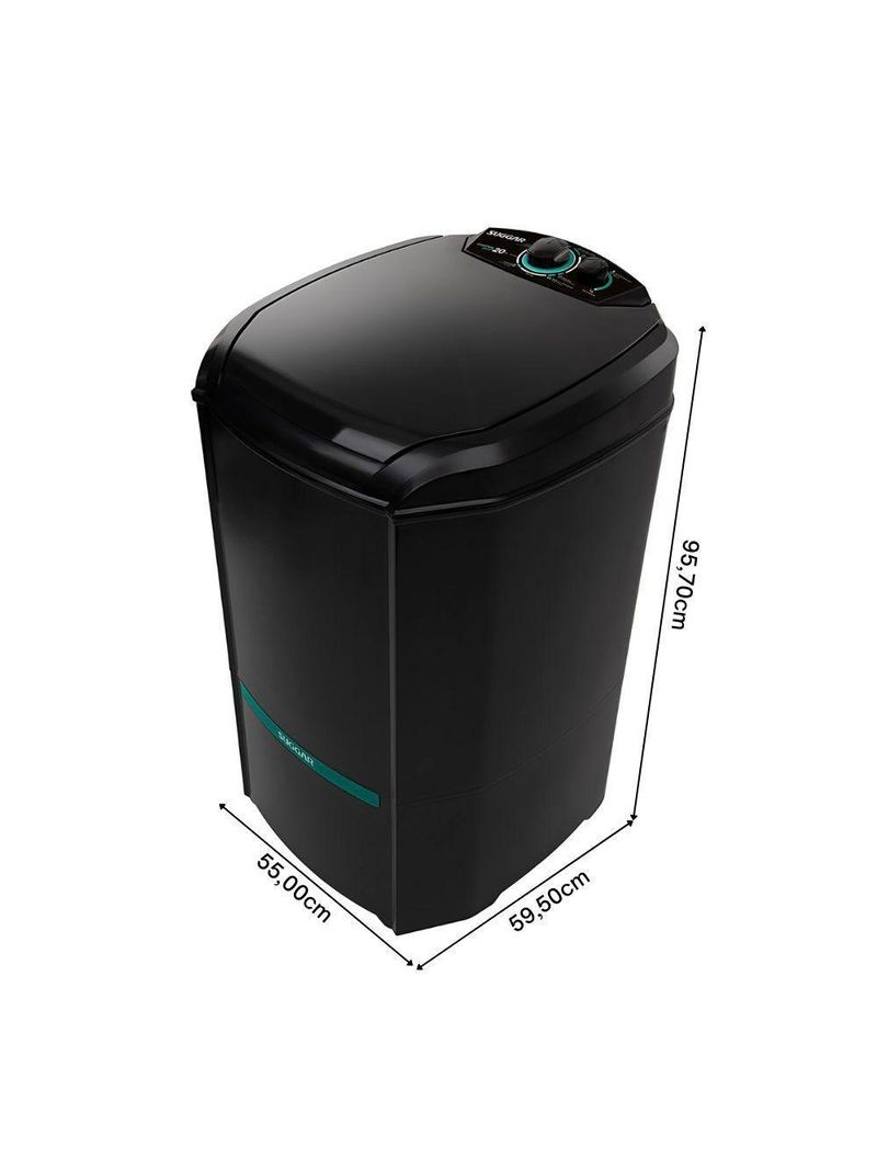 Tanquinho-lavadora Semiautomática Suggar 20kg Lavamax Eco LE20PT Sistema De Drenagem Preto 220V