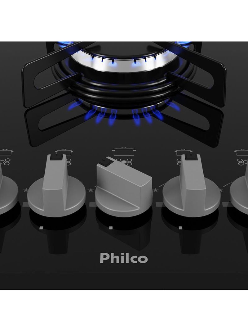 Cooktop a gás philco 5 bocas chef 5 bisote bivolt – preto