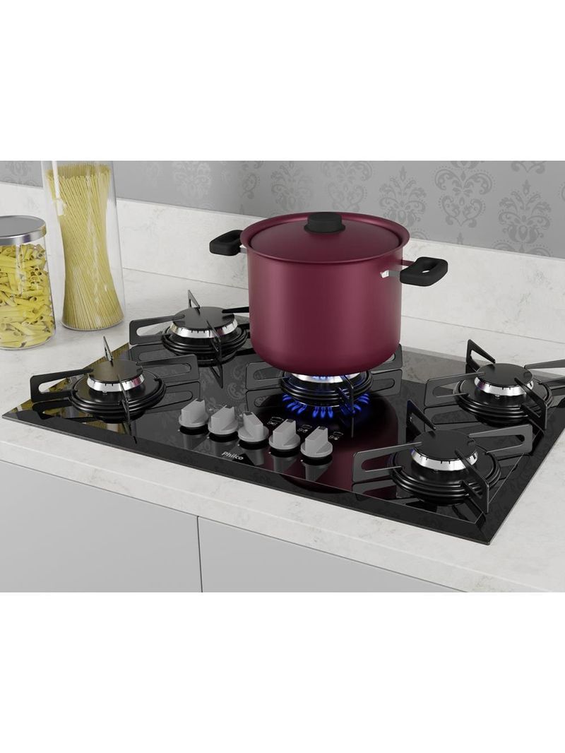 Cooktop a gás philco 5 bocas chef 5 bisote bivolt – preto