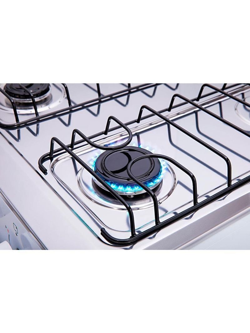 Fogão atlas 4 bocas coliseum plus com mesa de inox, forno com amplo visor e acendimento manual – branco