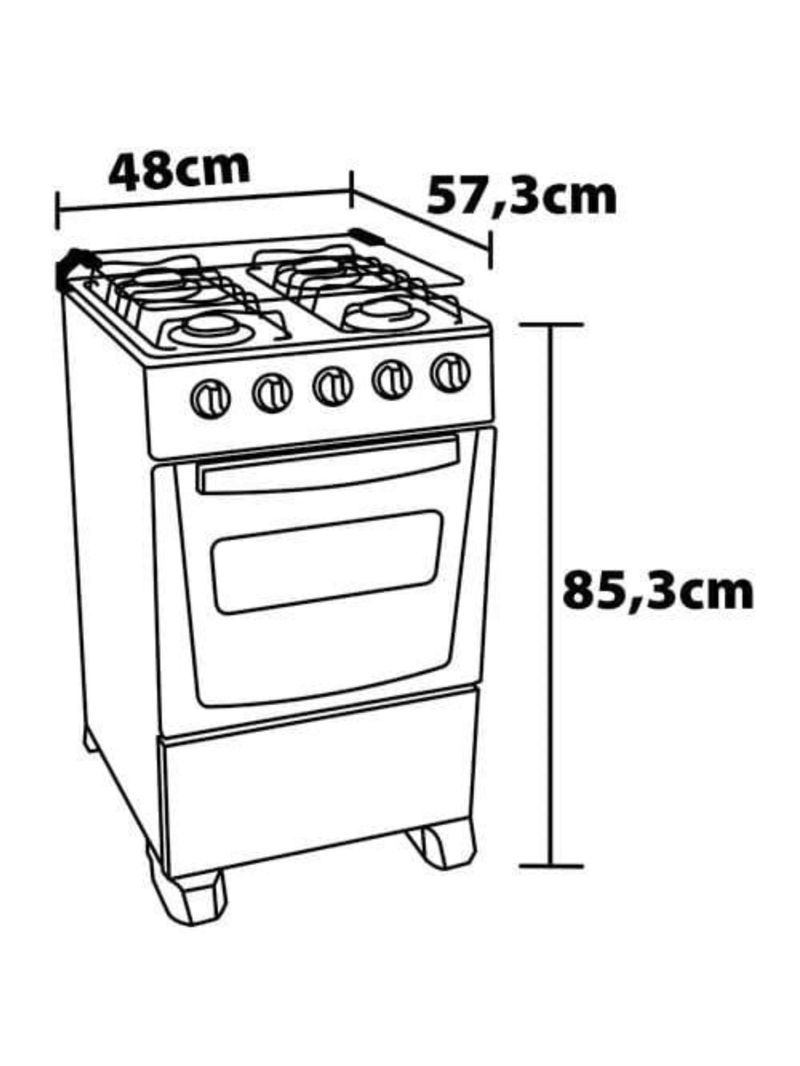 Fogão atlas 4 bocas coliseum plus com mesa de inox, forno com amplo visor e acendimento manual – branco