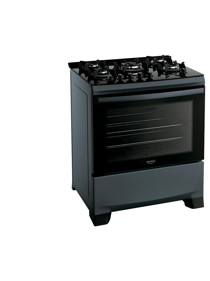 Fogão 5 bocas dako supreme timer glass com mesa de vidro e painel touch titanium – bivolt