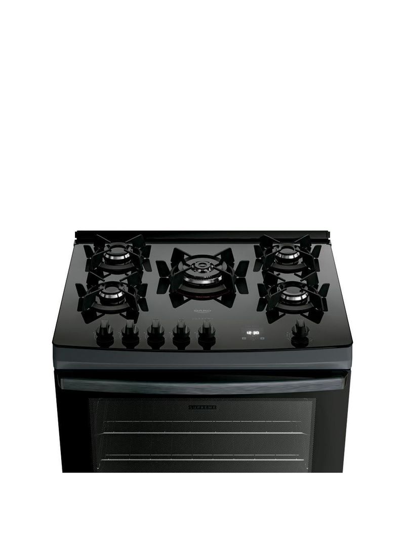 Fogão 5 bocas dako supreme timer glass com mesa de vidro e painel touch titanium – bivolt
