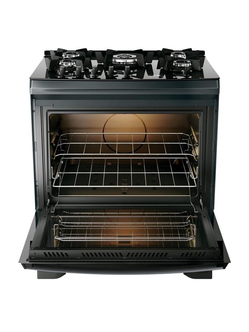 Fogão 5 bocas dako supreme timer glass com mesa de vidro e painel touch titanium – bivolt