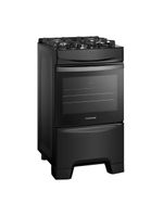 Fogão continental 4 bocas fc4gb preto mesa de vidro forno eco turbo grades de ferro fundido bivolt