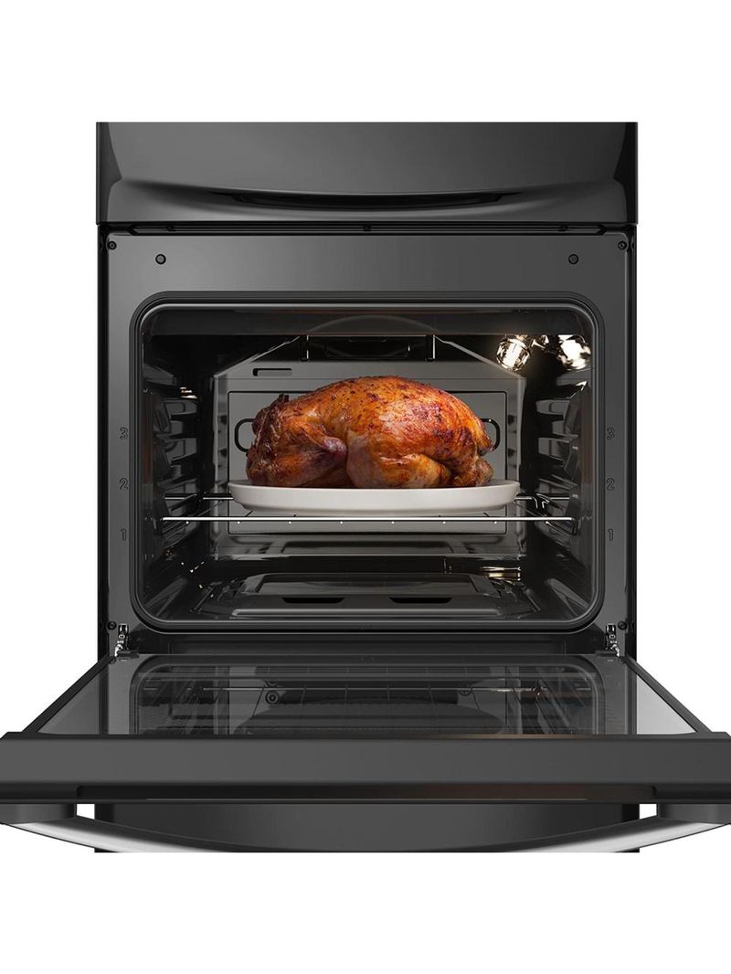 Fogão continental 4 bocas fc4gb preto mesa de vidro forno eco turbo grades de ferro fundido bivolt