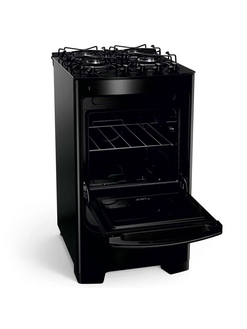 Fogão consul 4 bocas cfo4vbe com mesa de vidro e grades individuais bivolt - preto