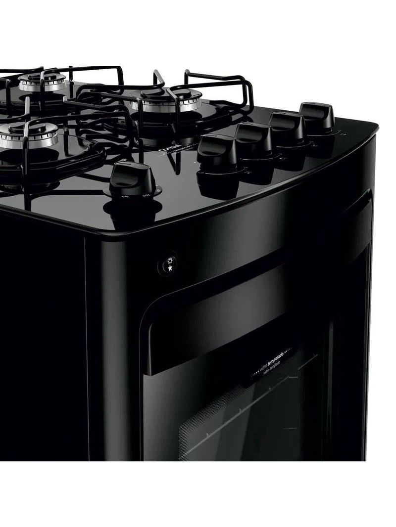 Fogão consul 4 bocas cfo4vbe com mesa de vidro e grades individuais bivolt - preto