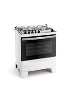 Fogão atlas 5 bocas agile up com mesa de inox, grade dupla no forno e acendimento automático bivolt – branco