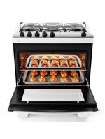 Fogão atlas 5 bocas agile up com mesa de inox, grade dupla no forno e acendimento automático bivolt – branco