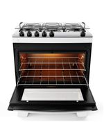 Fogão atlas 5 bocas agile up com mesa de inox, grade dupla no forno e acendimento automático bivolt – branco