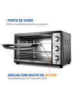 Forno elétrico mondial line grand family ii frn-52 com 52 litros – preto