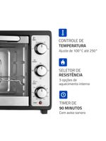 Forno elétrico mondial line grand family ii frn-52 com 52 litros – preto