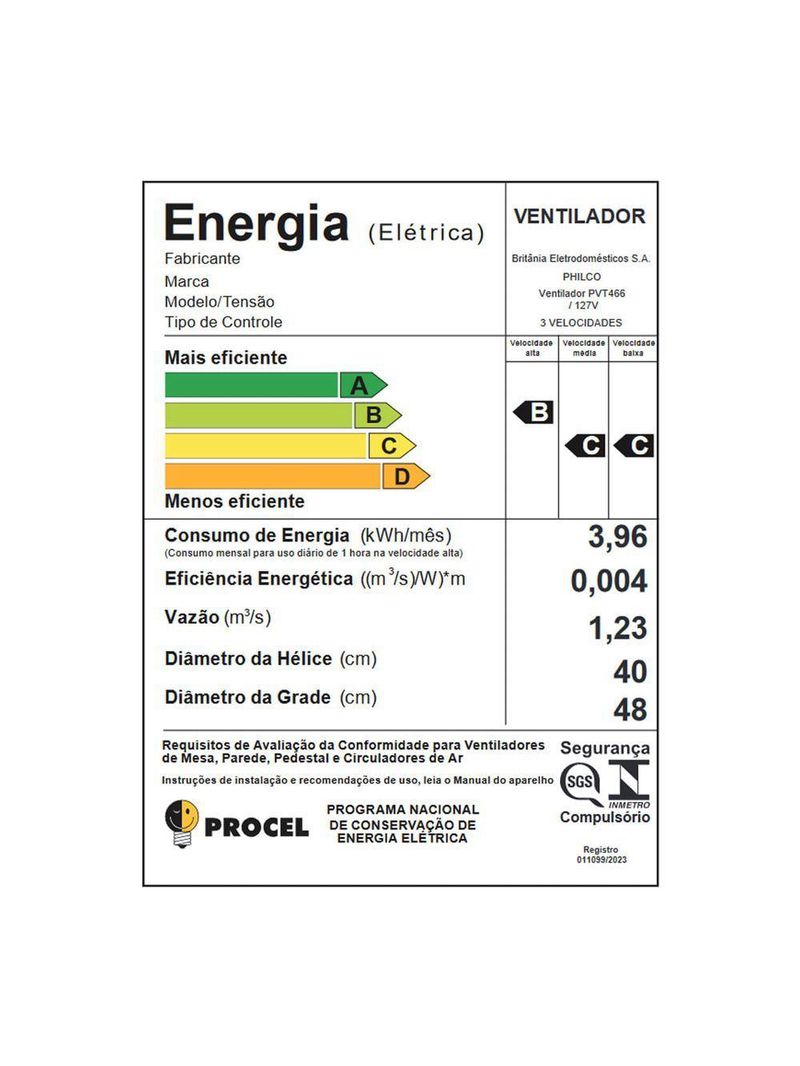 Ventilador de Coluna Philco Maxx Force 174W PVT466 110V