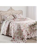 Kit Cobre Leito Colcha Mix King Estampado Dupla Face Floral 3 Peças - Isabela