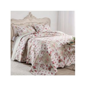 Kit Cobre Leito Colcha Mix King Estampado Dupla Face Floral 3 Peças - Isabela