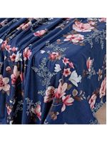 Jogo Cama Lençol Celi Queen Micropercal 200 Fios 4 Peças - Azul Marinho Floral