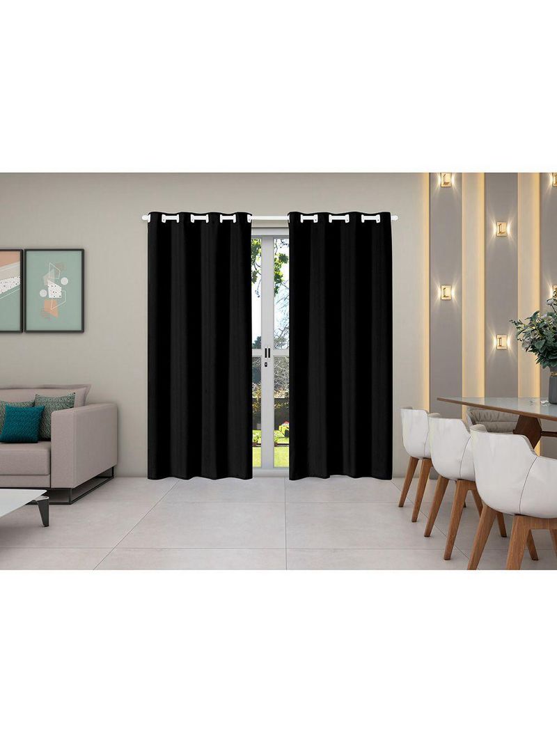 Cortina Isa Varão Tecido Oxford 4,00M X 2,50M - Preto