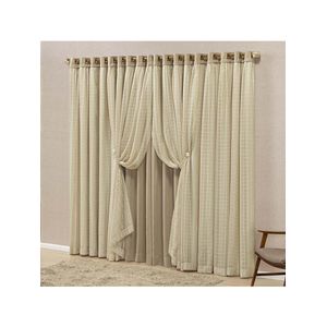 Cortina Marrocos Tecido Blackout e Voal Fitado 4,00M X 2,70M Janela - Chocolate