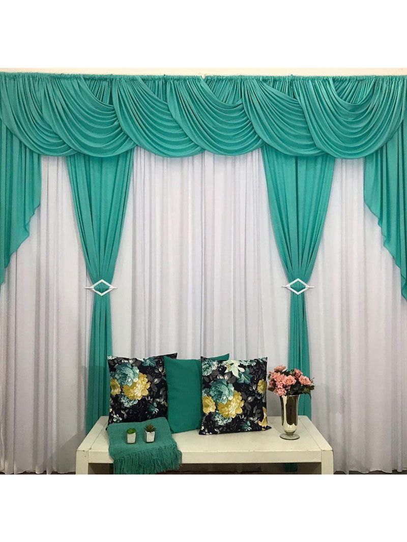 Cortina Duplo Gel 3,00M X 2,60M Verde Tifani e Branco