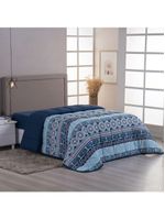 Edredom Cobertor Sonnet King Malha Estampada Dupla Face 100% Algodão - Geométrico - Azul Marinho