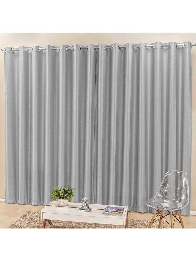 Cortina Madri Tecido Semi Blackout 3,00M X 2,50M Cinza