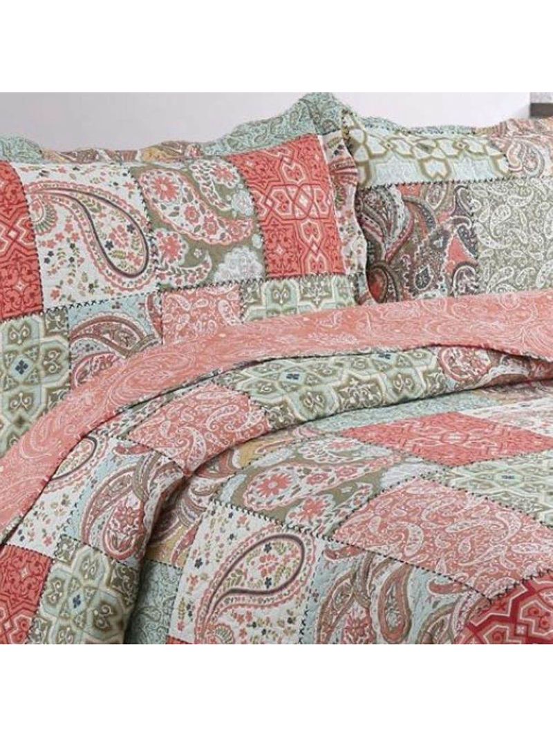 Kit Cobre Leito Colcha Mix King Estampado Dupla Face Floral 3 Peças - Eduarda