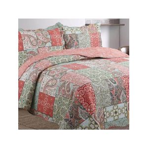 Kit Cobre Leito Colcha Mix King Estampado Dupla Face Floral 3 Peças - Eduarda