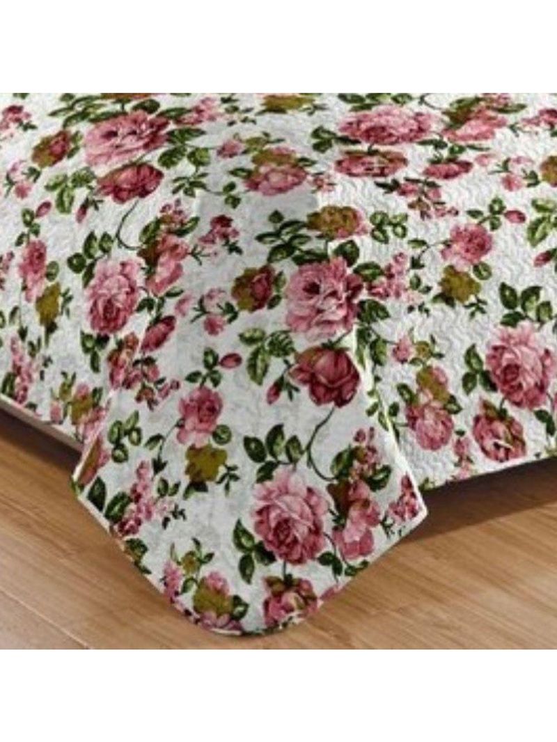 Kit Cobre Leito Colcha Mix Queen Estampado 3 Peças - Helena