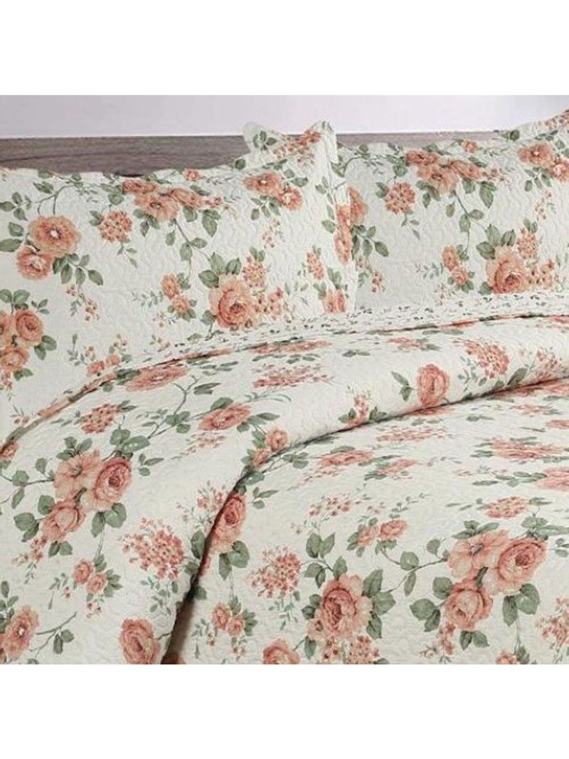 Kit Cobre Leito Colcha Mix Queen Estampado 3 Peças - Débora