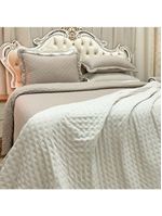 Kit Cobre Leito Colcha Perone King Dupla Face Toque De Pluma Micro Percal 300 Fios 3 Peças - Cáqui