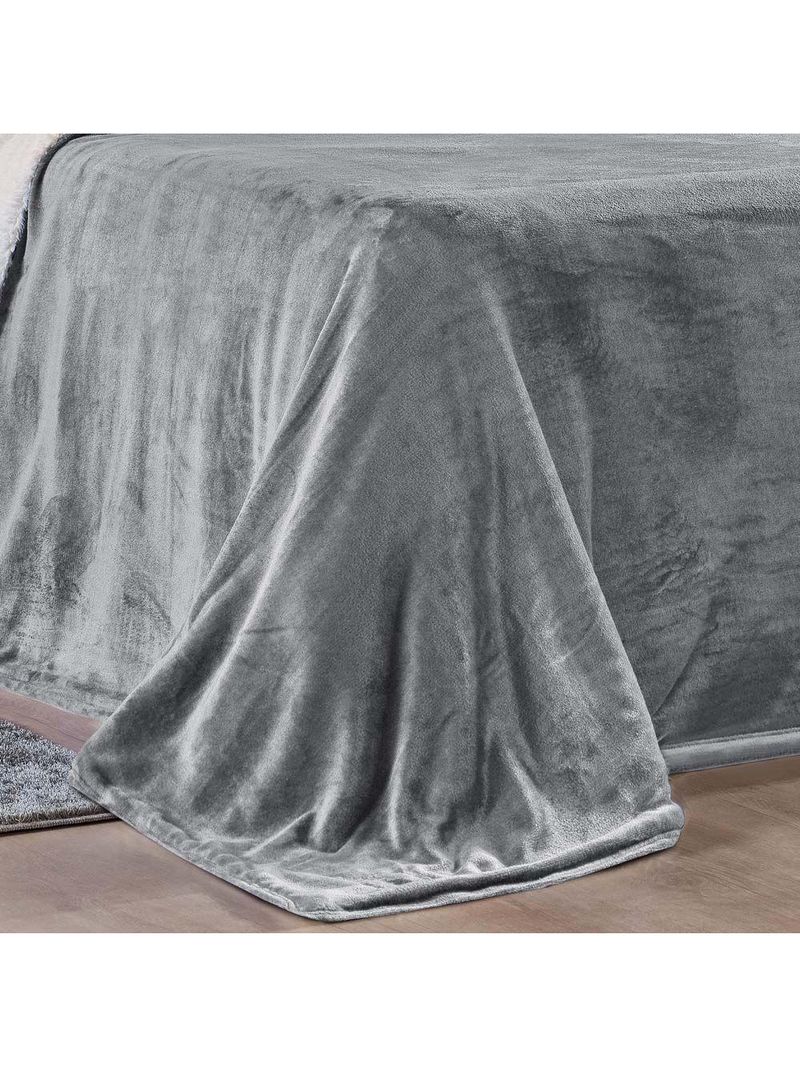 Cobertor Casal Queen e Manta 1 Peça Cinza