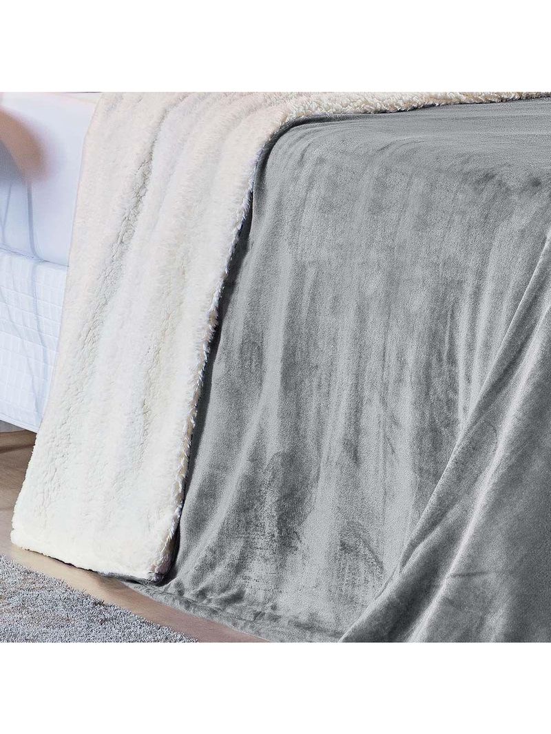 Cobertor Casal Queen e Manta 1 Peça Cinza