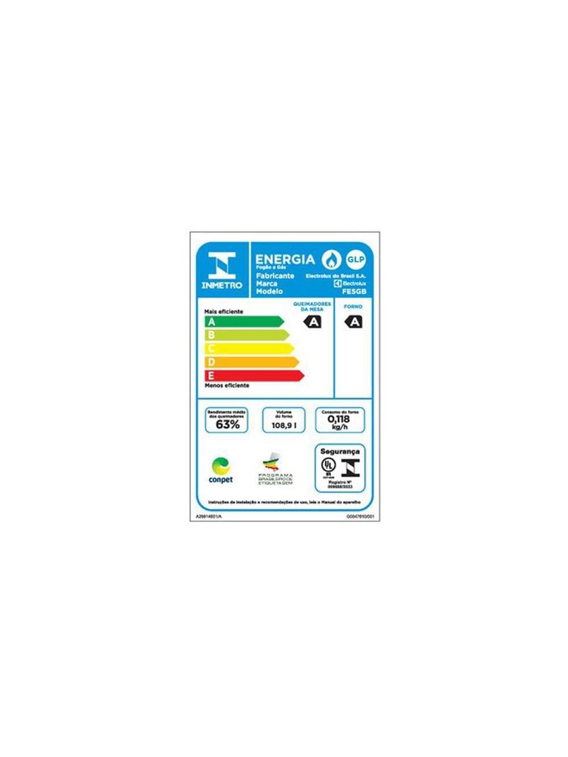 Fogão 5 bocas electrolux fe5gb efficient preto bivolt