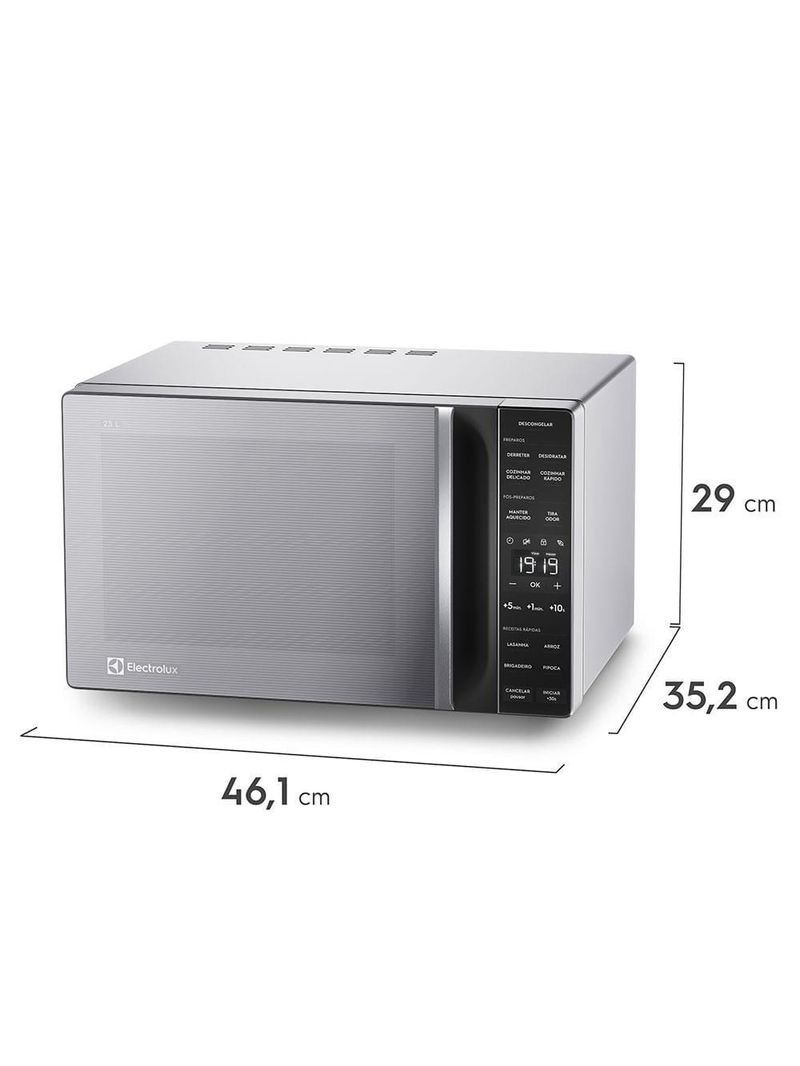 Micro-ondas electrolux efficient 23l me23s função manter aquecido prata
