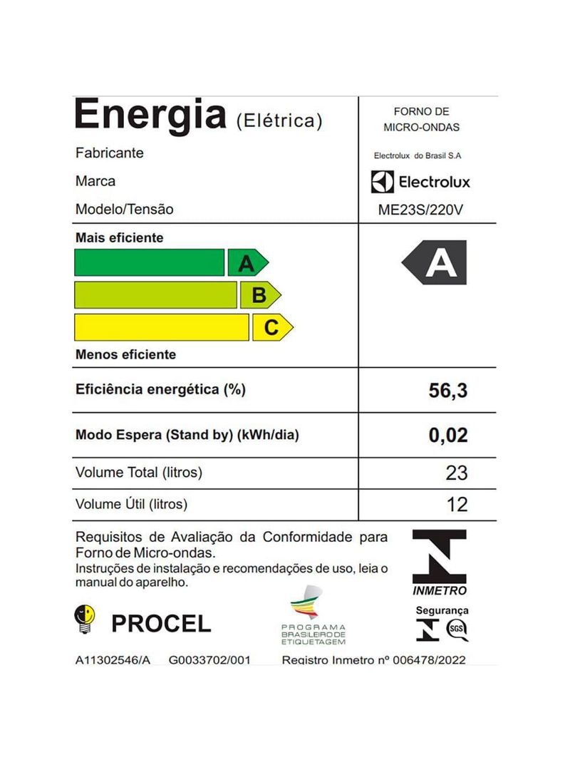 Micro-ondas electrolux efficient 23l me23s função manter aquecido prata