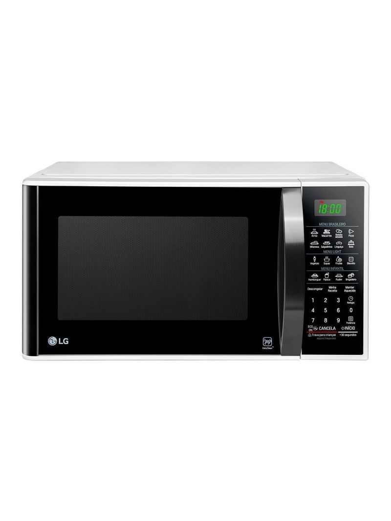 Forno de micro-ondas lg 30 litros ms3091 com função limpa fácil e descongelamento uniforme - preto e branco