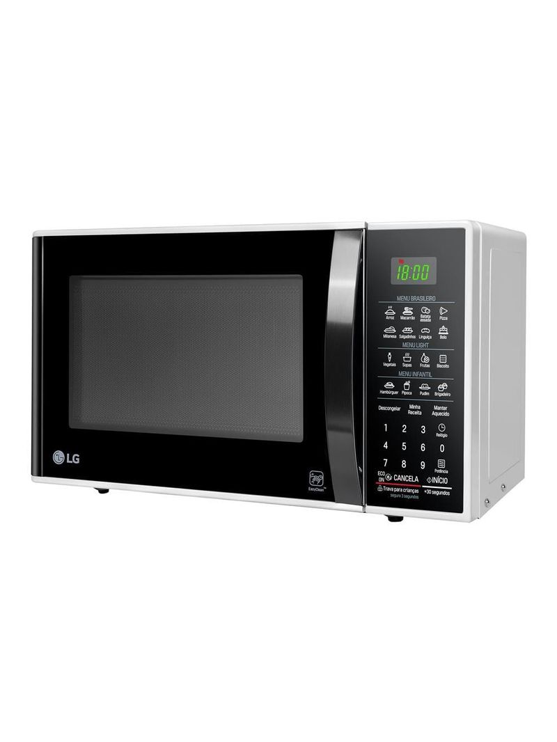 Forno de micro-ondas lg 30 litros ms3091 com função limpa fácil e descongelamento uniforme - preto e branco