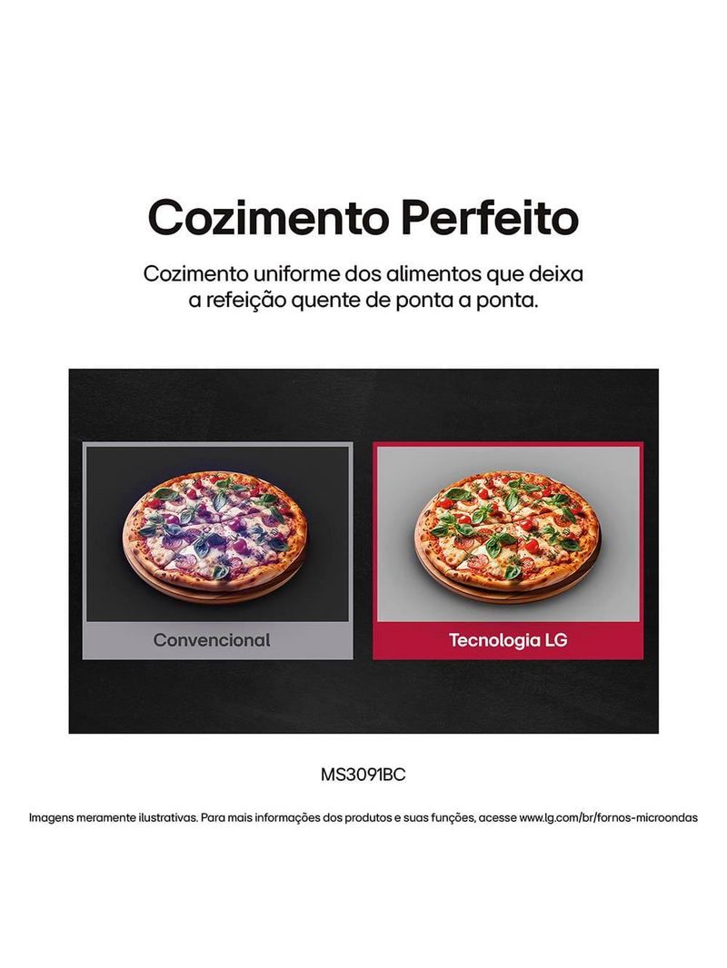 Forno de micro-ondas lg 30 litros ms3091 com função limpa fácil e descongelamento uniforme - preto e branco