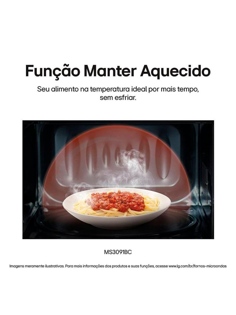 Forno de micro-ondas lg 30 litros ms3091 com função limpa fácil e descongelamento uniforme - preto e branco
