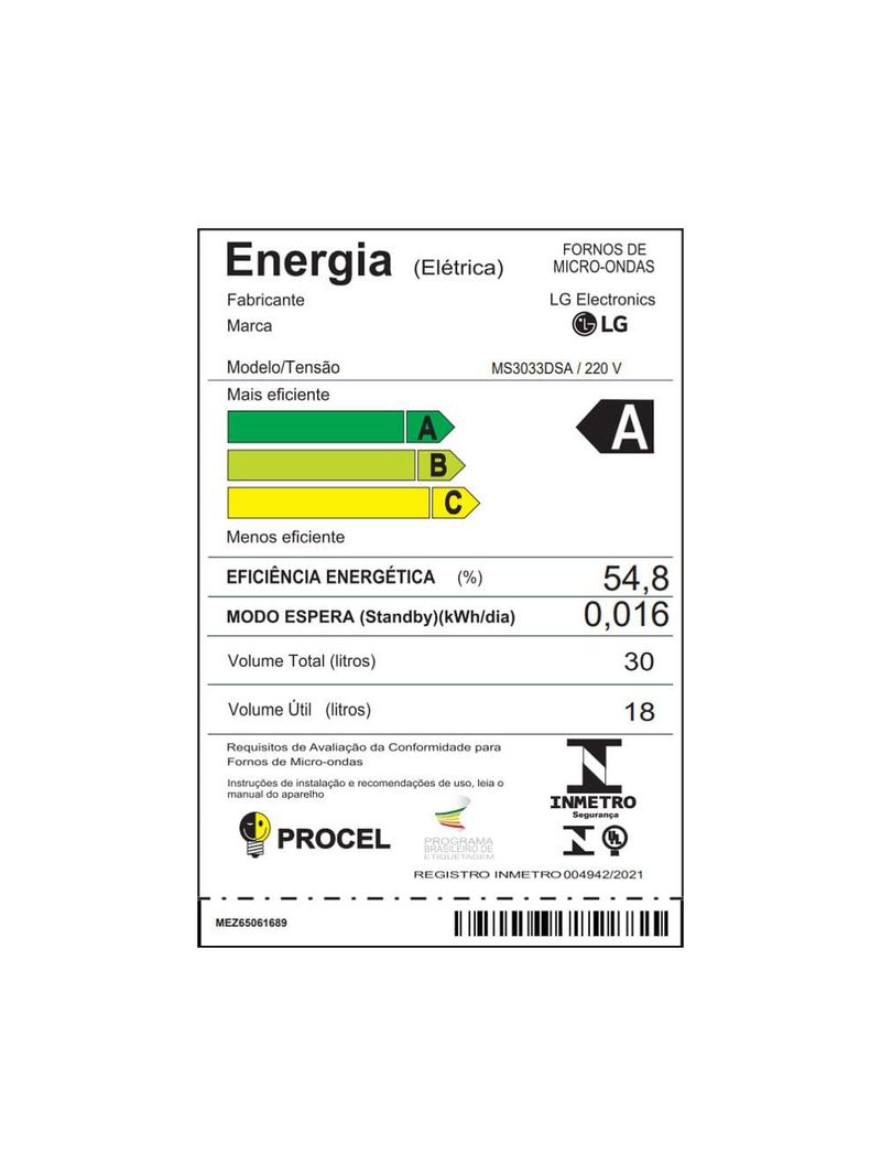 Forno de micro-ondas lg neochef ms3033d com função limpa fácil e receitas pré-programadas - 30 litros