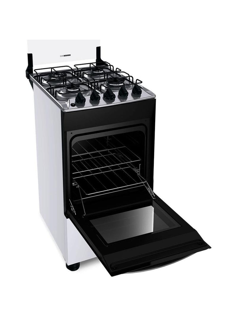 Fogão brastemp 4 bocas bfo4ebb com mesa de inox, dupla chama e grades individuais bivolt – branco