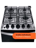 Fogão brastemp 4 bocas bfo4ebb com mesa de inox, dupla chama e grades individuais bivolt – branco