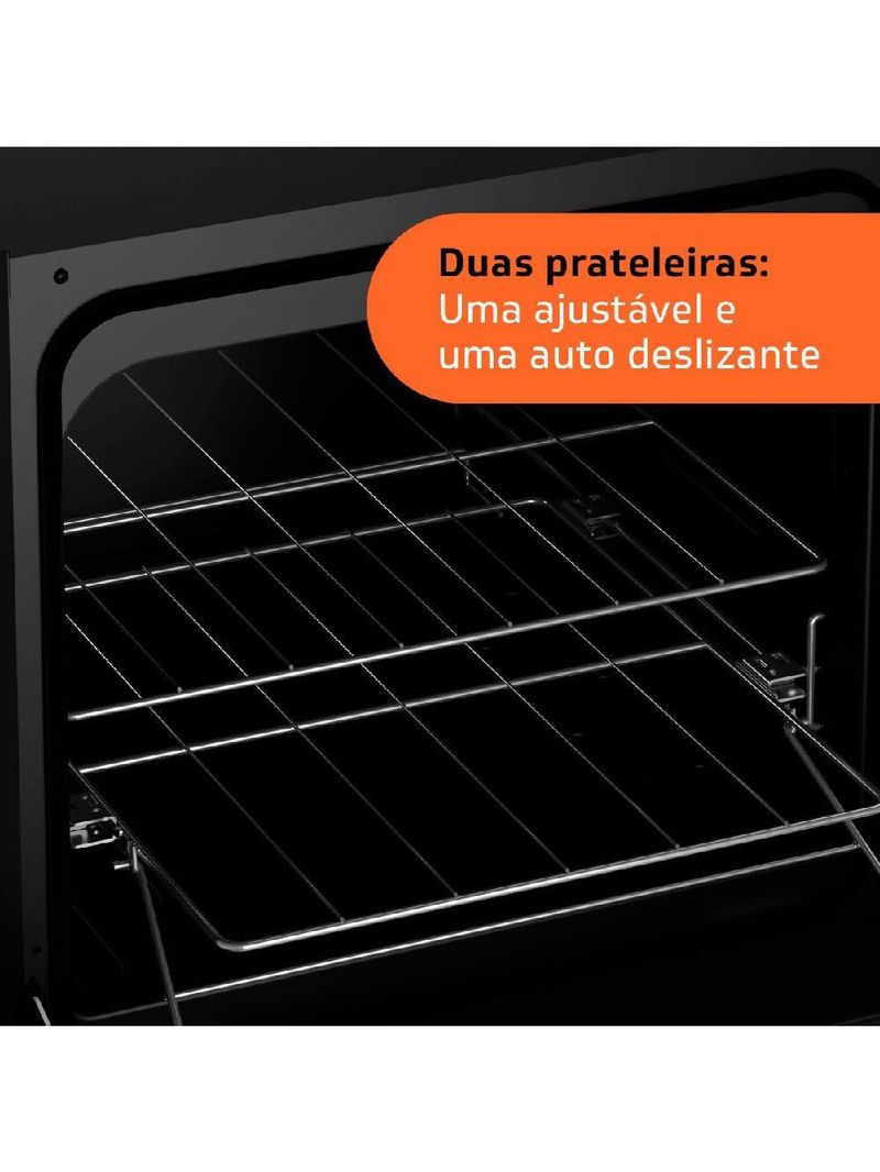 Fogão brastemp 4 bocas bfo4ebb com mesa de inox, dupla chama e grades individuais bivolt – branco