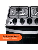 Fogão brastemp 4 bocas bfo4ebb com mesa de inox, dupla chama e grades individuais bivolt – branco