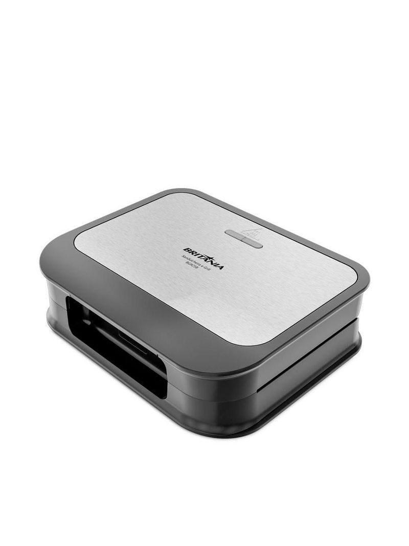 Sanduicheira e grill britânia bgr25b com revestimento antiaderente, trava de fechamento e base antiderrapante – preto/inox