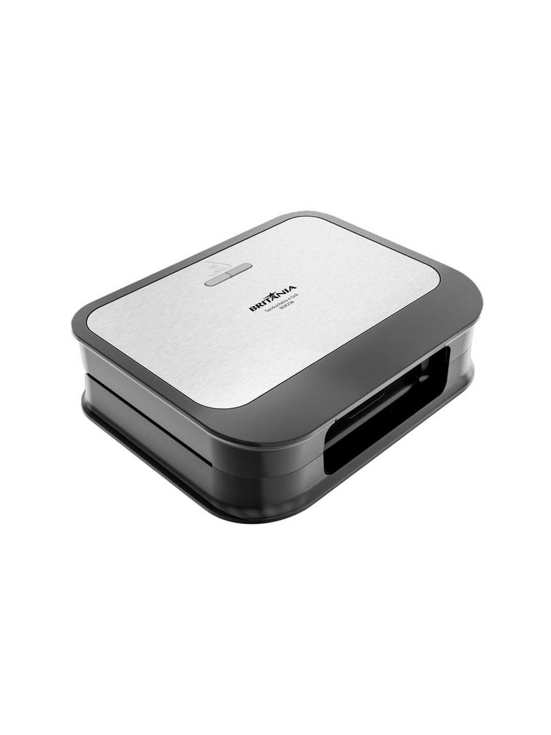 Sanduicheira e grill britânia bgr25b com revestimento antiaderente, trava de fechamento e base antiderrapante – preto/inox