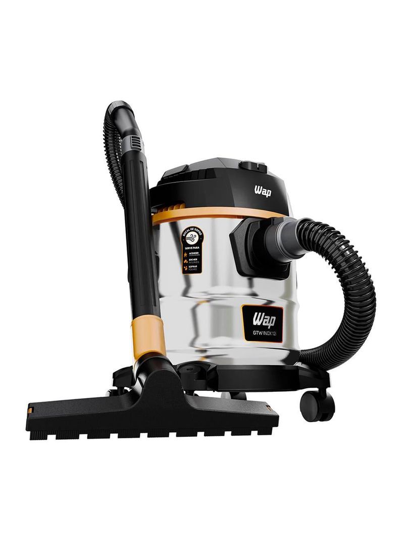 Aspirador de pó e Água wap gtw 1600w 12l com função sopra folhas – inox/preto/amarelo
