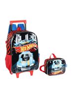 Kit Escolar Mochila De Rodinhas E Lancheira Hot Wheels-preto